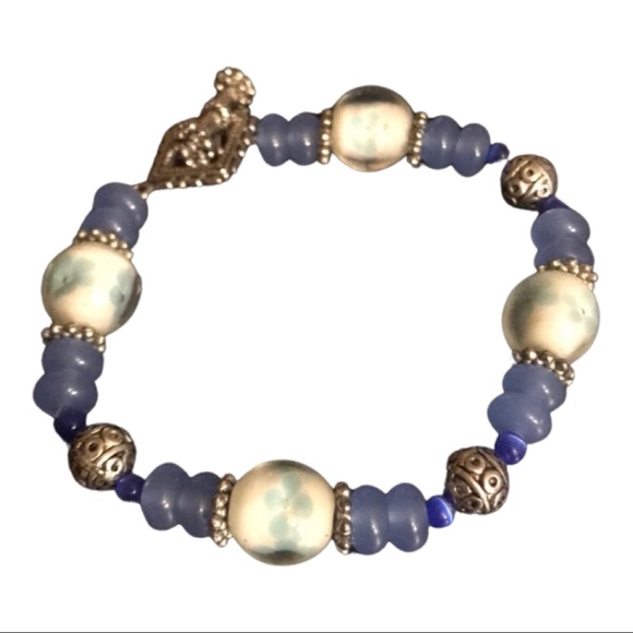 πblue quartz & lampwork bracelet - Picture 2 of 4
